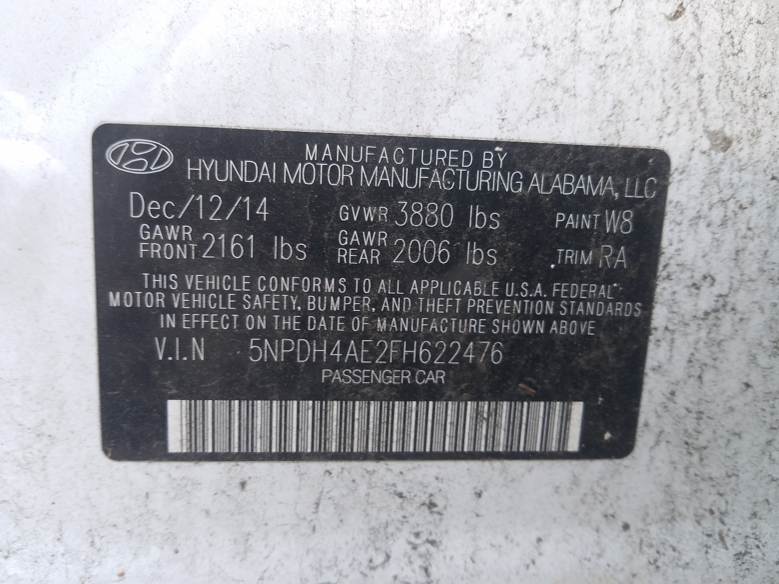 Photo 9 VIN: 5NPDH4AE2FH622476 - HYUNDAI ELANTRA SE 