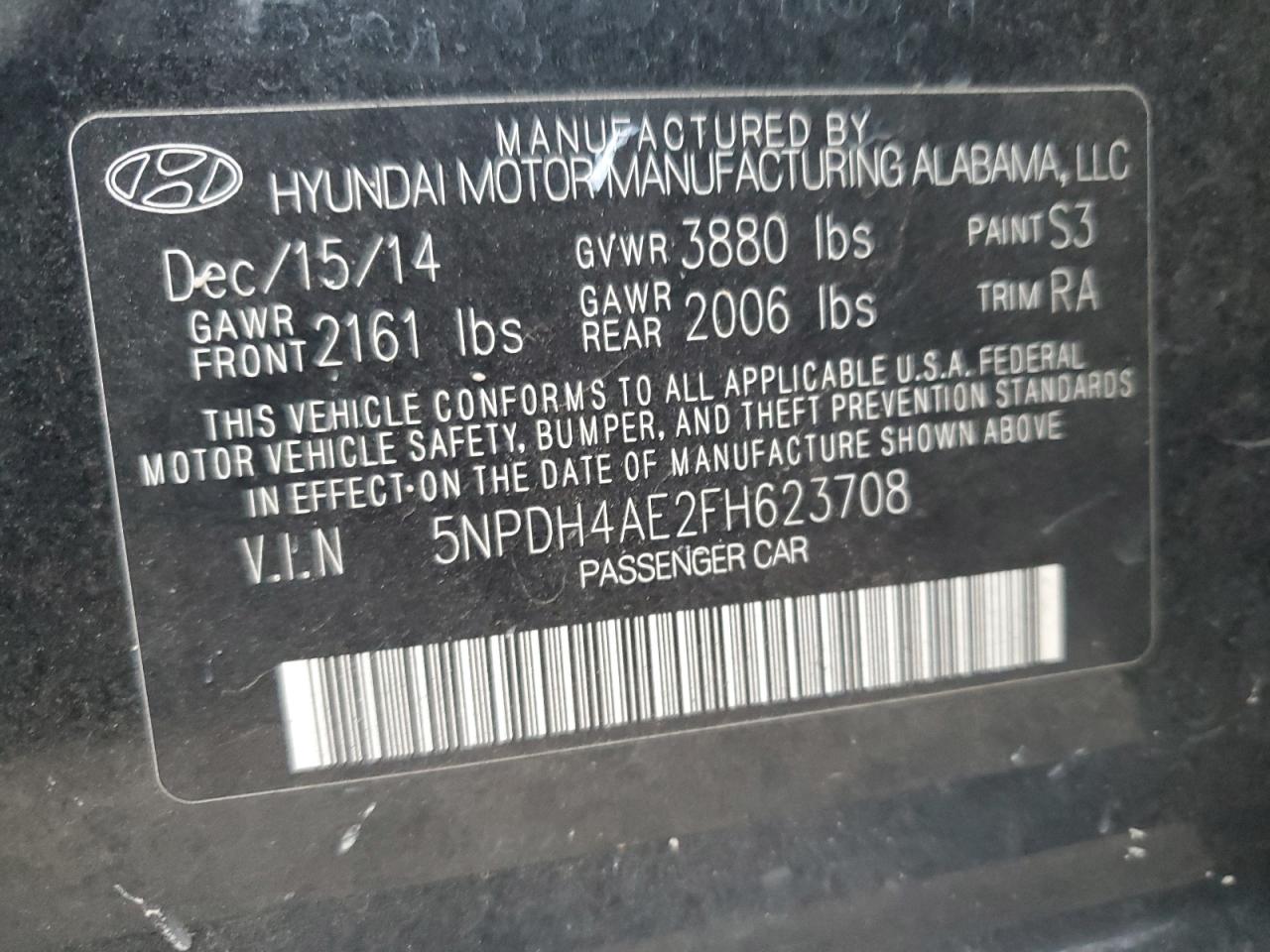 Photo 11 VIN: 5NPDH4AE2FH623708 - HYUNDAI ELANTRA SE 