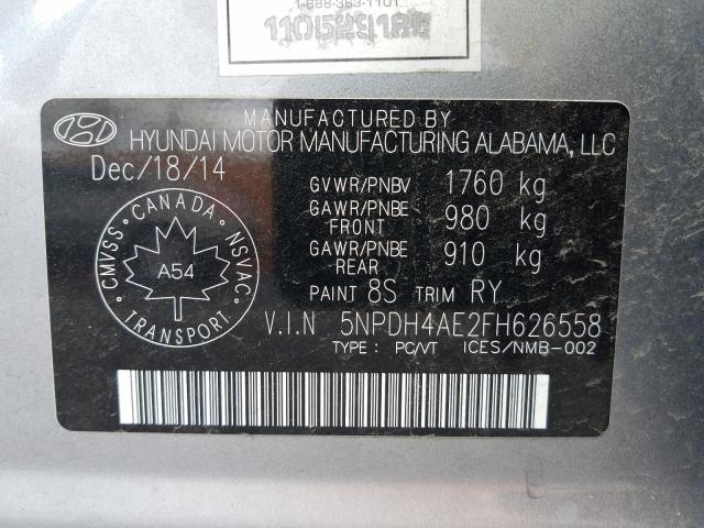 Photo 9 VIN: 5NPDH4AE2FH626558 - HYUNDAI ELANTRA SE 