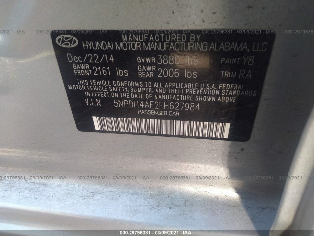 Photo 8 VIN: 5NPDH4AE2FH627984 - HYUNDAI ELANTRA 