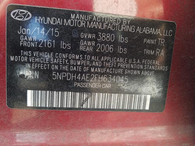 Photo 9 VIN: 5NPDH4AE2FH634045 - HYUNDAI ELANTRA SE 