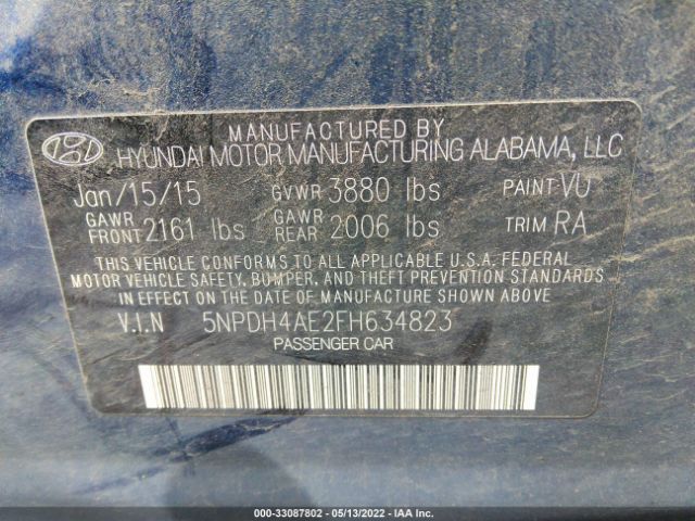 Photo 8 VIN: 5NPDH4AE2FH634823 - HYUNDAI ELANTRA 