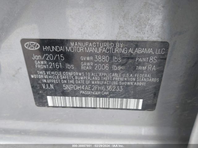 Photo 8 VIN: 5NPDH4AE2FH636233 - HYUNDAI ELANTRA 