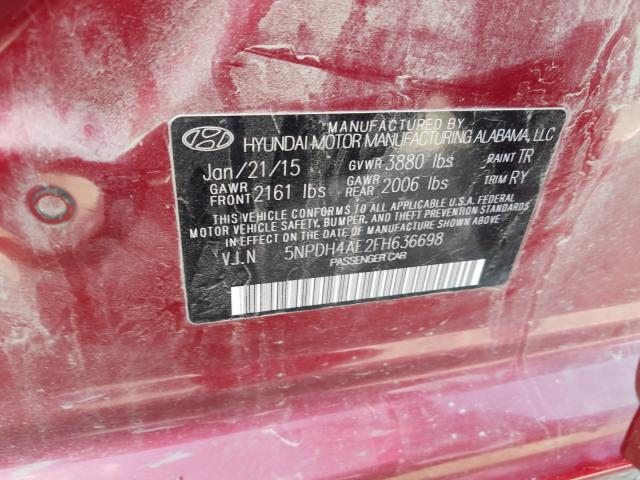 Photo 9 VIN: 5NPDH4AE2FH636698 - HYUNDAI ELANTRA SE 