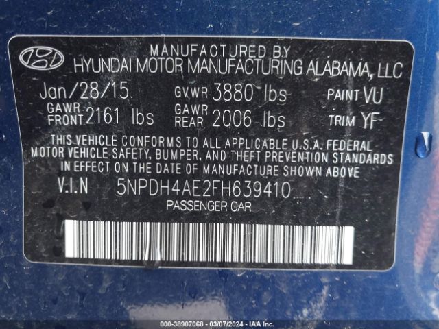 Photo 8 VIN: 5NPDH4AE2FH639410 - HYUNDAI ELANTRA 