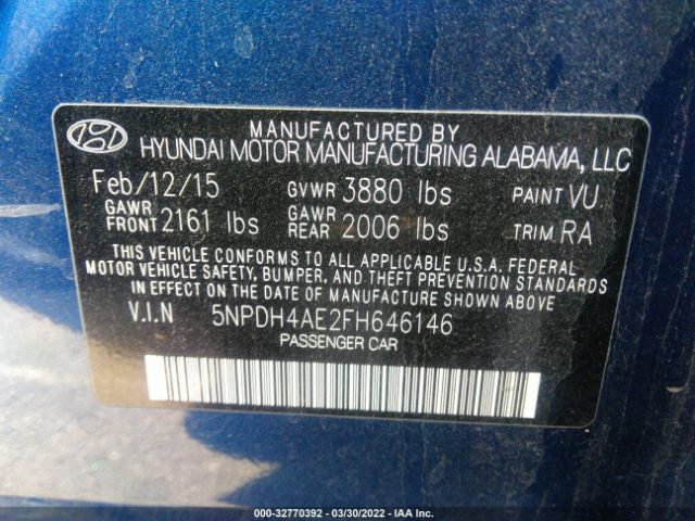 Photo 8 VIN: 5NPDH4AE2FH646146 - HYUNDAI ELANTRA 