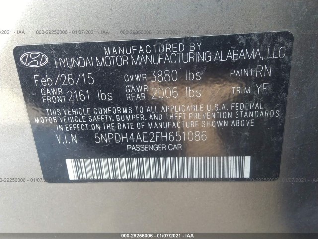 Photo 8 VIN: 5NPDH4AE2FH651086 - HYUNDAI ELANTRA 