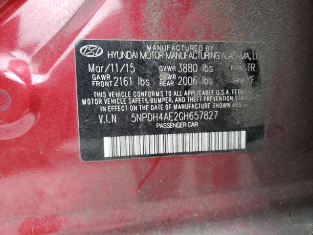 Photo 11 VIN: 5NPDH4AE2GH657827 - HYUNDAI ELANTRA SE 