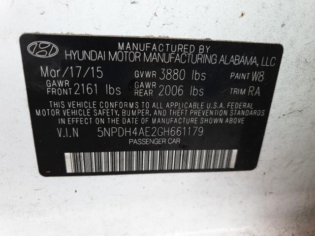 Photo 9 VIN: 5NPDH4AE2GH661179 - HYUNDAI ELANTRA SE 