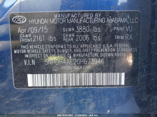 Photo 8 VIN: 5NPDH4AE2GH673946 - HYUNDAI ELANTRA 