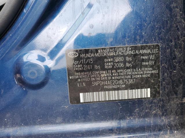 Photo 12 VIN: 5NPDH4AE2GH675387 - HYUNDAI ELANTRA 