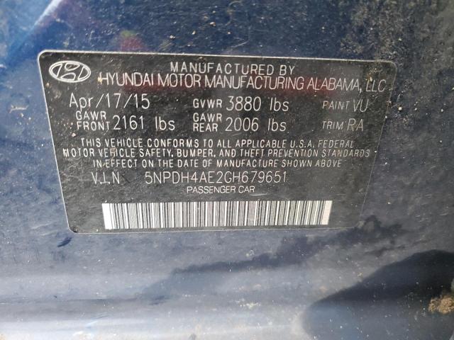 Photo 11 VIN: 5NPDH4AE2GH679651 - HYUNDAI ELANTRA SE 