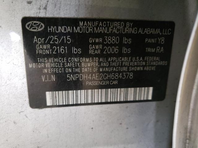 Photo 9 VIN: 5NPDH4AE2GH684378 - HYUNDAI ELANTRA SE 