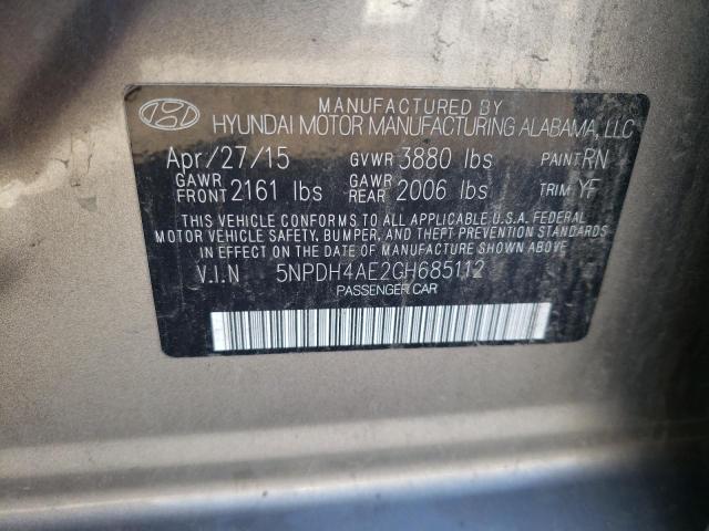 Photo 9 VIN: 5NPDH4AE2GH685112 - HYUNDAI ELANTRA SE 