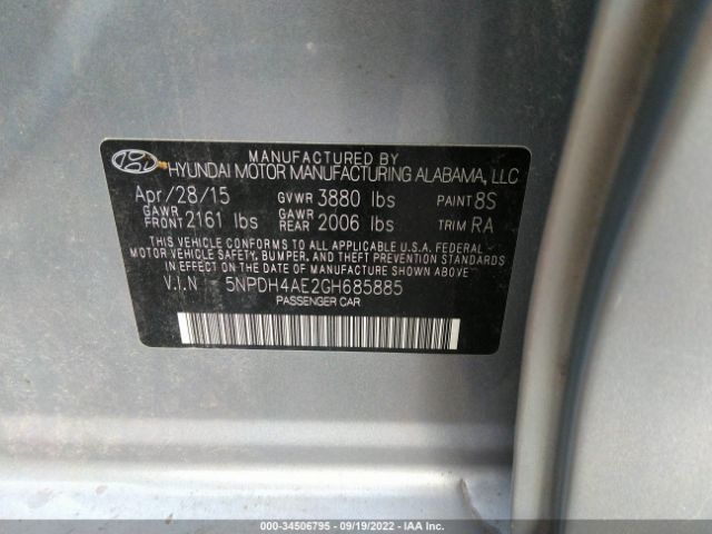 Photo 8 VIN: 5NPDH4AE2GH685885 - HYUNDAI ELANTRA 