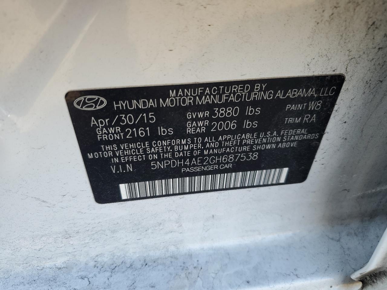 Photo 11 VIN: 5NPDH4AE2GH687538 - HYUNDAI ELANTRA 