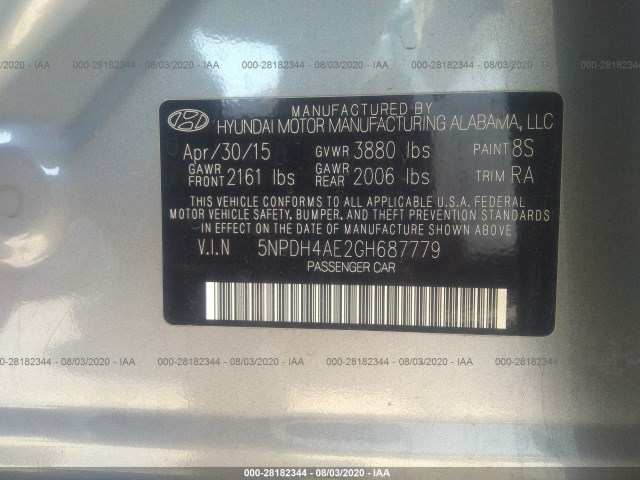 Photo 8 VIN: 5NPDH4AE2GH687779 - HYUNDAI ELANTRA 