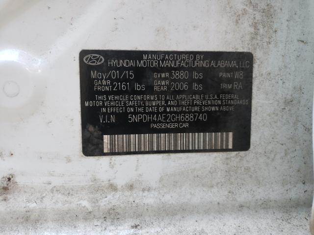 Photo 9 VIN: 5NPDH4AE2GH688740 - HYUNDAI ELANTRA SE 