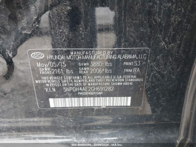 Photo 8 VIN: 5NPDH4AE2GH691282 - HYUNDAI ELANTRA 