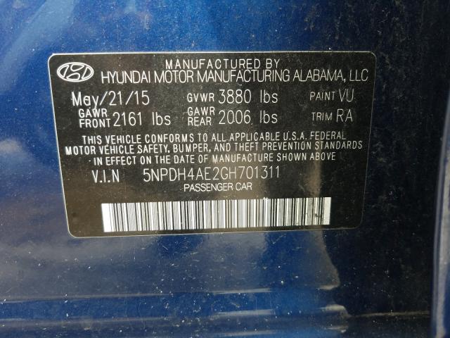 Photo 9 VIN: 5NPDH4AE2GH701311 - HYUNDAI ELANTRA SE 