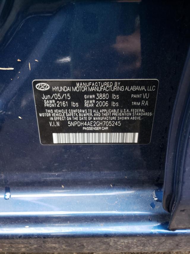 Photo 9 VIN: 5NPDH4AE2GH705245 - HYUNDAI ELANTRA SE 