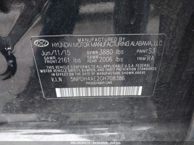 Photo 8 VIN: 5NPDH4AE2GH708386 - HYUNDAI ELANTRA 