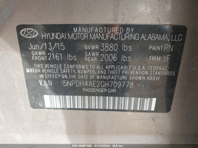 Photo 8 VIN: 5NPDH4AE2GH709778 - HYUNDAI ELANTRA 