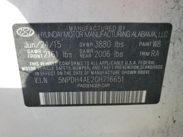 Photo 11 VIN: 5NPDH4AE2GH716651 - HYUNDAI ELANTRA SE 