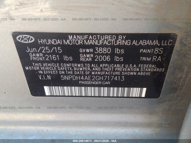 Photo 8 VIN: 5NPDH4AE2GH717413 - HYUNDAI ELANTRA 