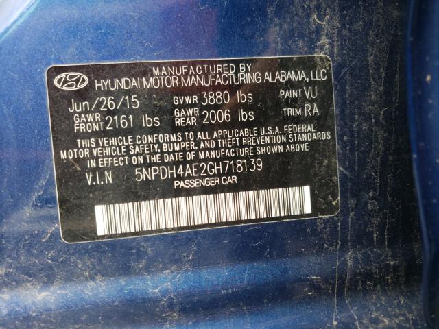 Photo 9 VIN: 5NPDH4AE2GH718139 - HYUNDAI ELANTRA SE 