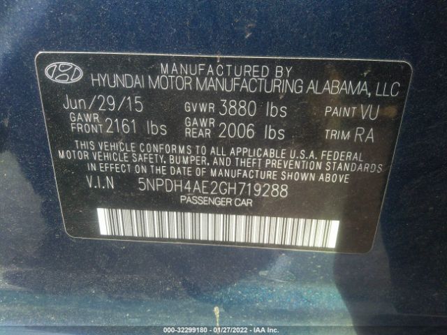 Photo 8 VIN: 5NPDH4AE2GH719288 - HYUNDAI ELANTRA 