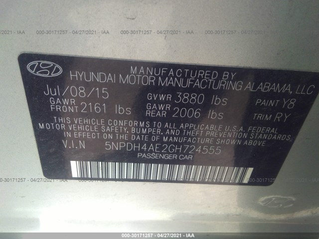 Photo 8 VIN: 5NPDH4AE2GH724555 - HYUNDAI ELANTRA 