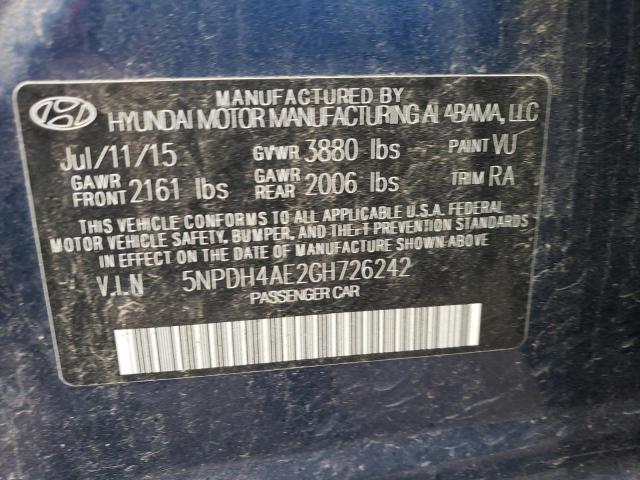 Photo 11 VIN: 5NPDH4AE2GH726242 - HYUNDAI ELANTRA SE 