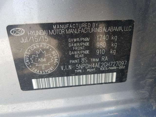 Photo 9 VIN: 5NPDH4AE2GH727097 - HYUNDAI ELANTRA SE 