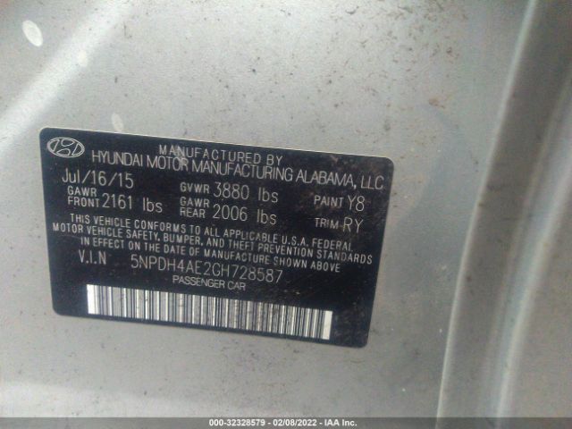 Photo 8 VIN: 5NPDH4AE2GH728587 - HYUNDAI ELANTRA 