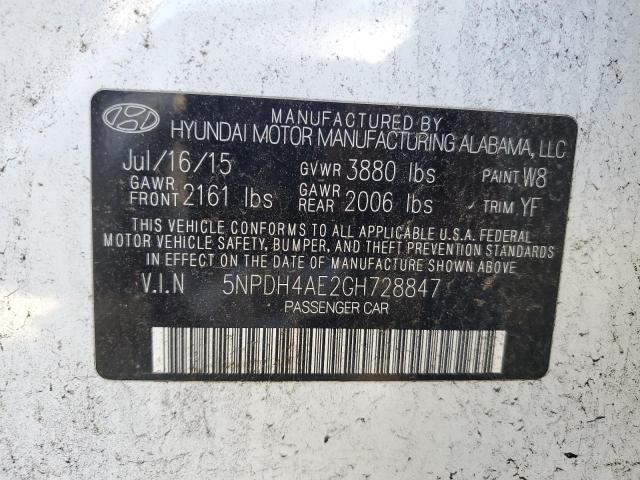 Photo 9 VIN: 5NPDH4AE2GH728847 - HYUNDAI ELANTRA SE 