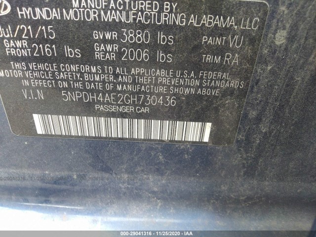 Photo 8 VIN: 5NPDH4AE2GH730436 - HYUNDAI ELANTRA 