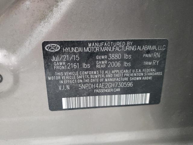 Photo 9 VIN: 5NPDH4AE2GH730596 - HYUNDAI ELANTRA SE 