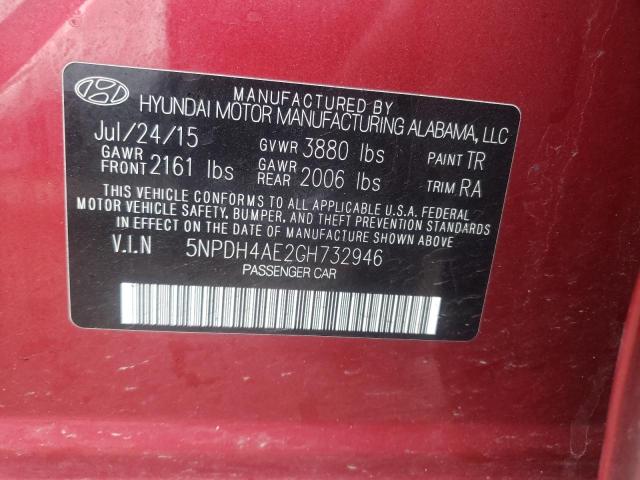 Photo 12 VIN: 5NPDH4AE2GH732946 - HYUNDAI ELANTRA 