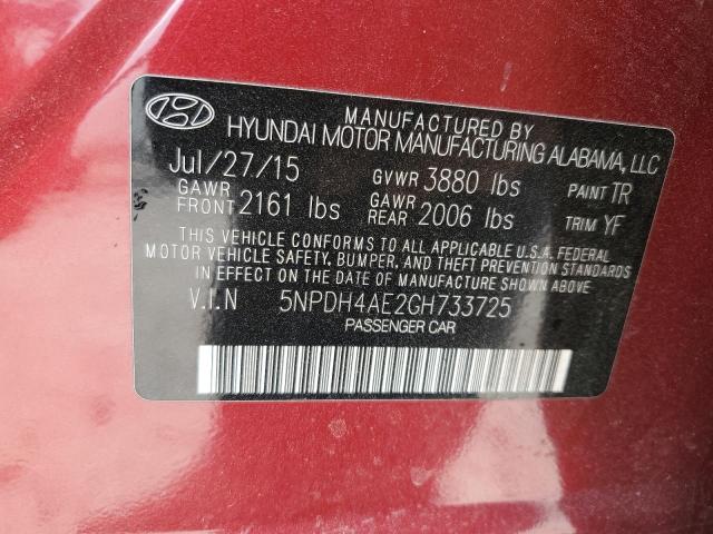 Photo 12 VIN: 5NPDH4AE2GH733725 - HYUNDAI ELANTRA 