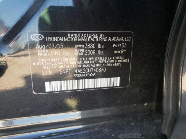 Photo 9 VIN: 5NPDH4AE2GH740870 - HYUNDAI ELANTRA SE 