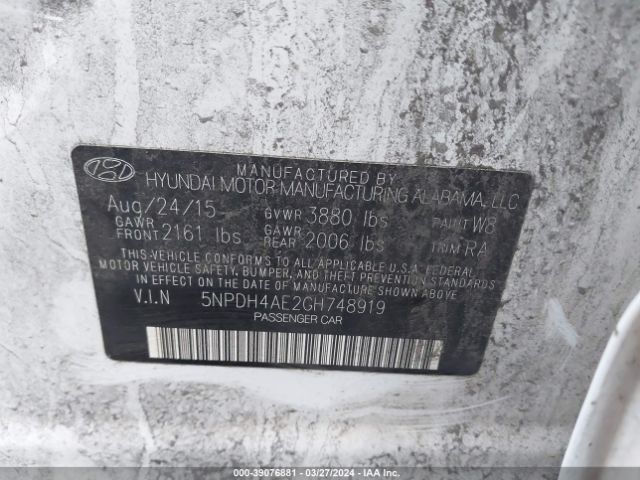 Photo 8 VIN: 5NPDH4AE2GH748919 - HYUNDAI ELANTRA 