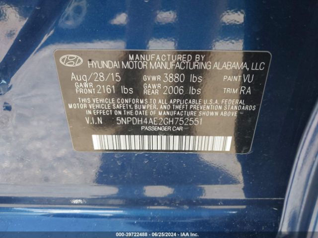 Photo 8 VIN: 5NPDH4AE2GH752551 - HYUNDAI ELANTRA 