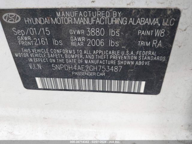 Photo 8 VIN: 5NPDH4AE2GH753487 - HYUNDAI ELANTRA 