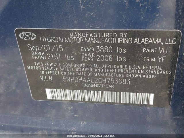 Photo 8 VIN: 5NPDH4AE2GH753683 - HYUNDAI ELANTRA 