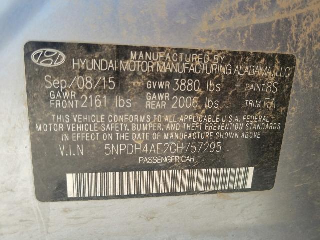 Photo 9 VIN: 5NPDH4AE2GH757295 - HYUNDAI ELANTRA SE 