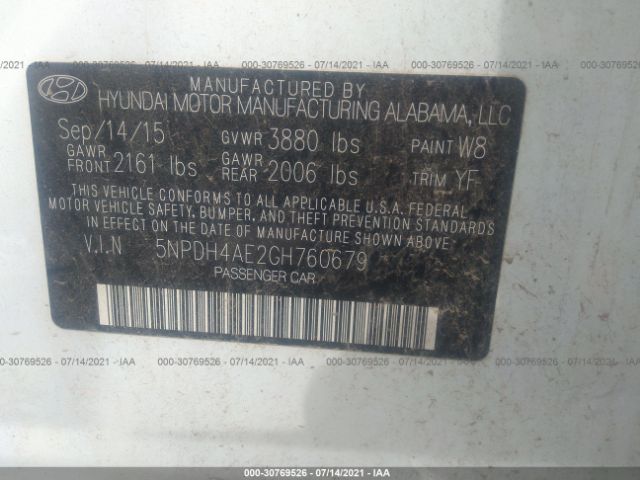 Photo 8 VIN: 5NPDH4AE2GH760679 - HYUNDAI ELANTRA 