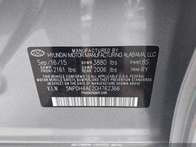 Photo 8 VIN: 5NPDH4AE2GH762366 - HYUNDAI ELANTRA 