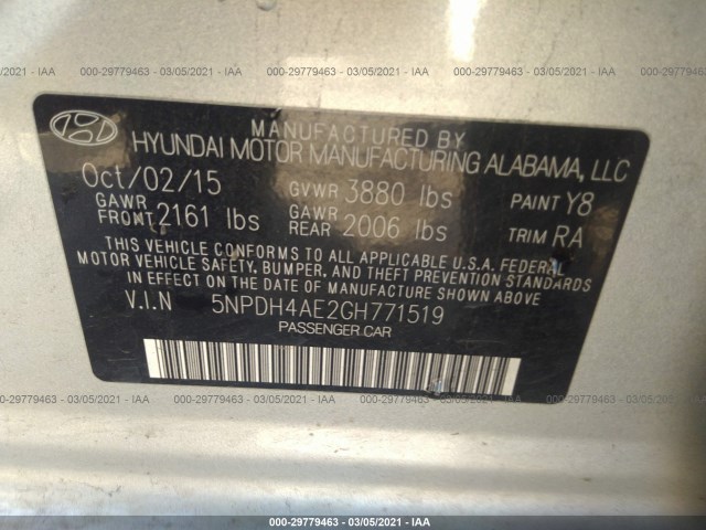 Photo 8 VIN: 5NPDH4AE2GH771519 - HYUNDAI ELANTRA 