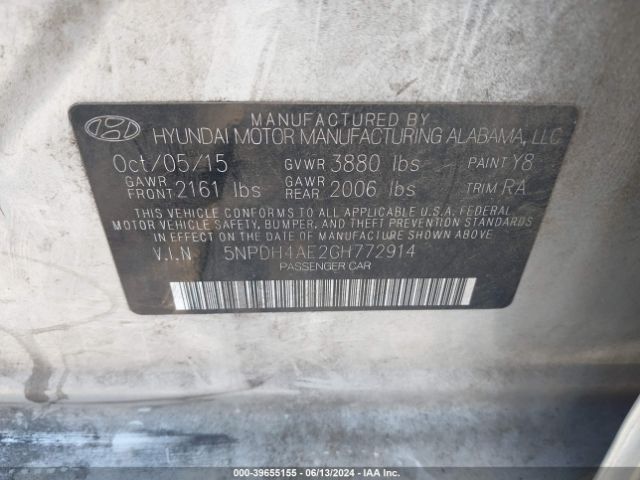 Photo 8 VIN: 5NPDH4AE2GH772914 - HYUNDAI ELANTRA 